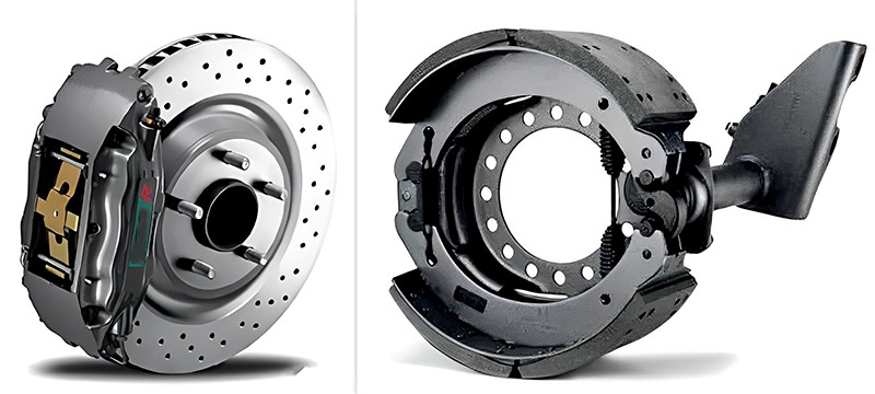 左：盤(pán)式制動(dòng)器 右：鼓式制動(dòng)器